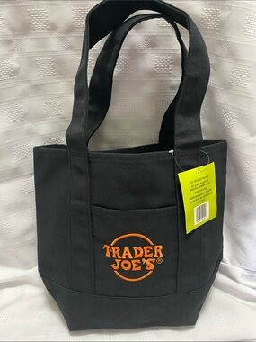 Trader Joe's Black Canvas Tote with Orange Logo